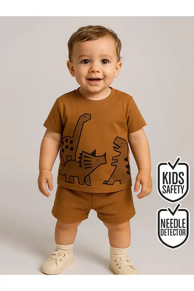 Denokids Dinozor Baby Size T-Shirt Camisole Shorts Set