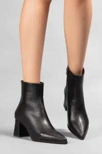camaiore Black Boots Removable Gaiter Detailed Pointed Toe Zipper Boots - Image 6