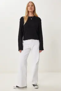 Happiness İstanbul Women Black textured Knitwear Sweater - Image 2