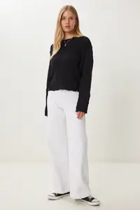 Happiness İstanbul Women Black textured Knitwear Sweater - Image 3