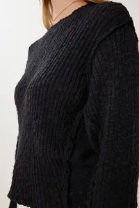 Happiness İstanbul Women Black textured Knitwear Sweater - Image 5