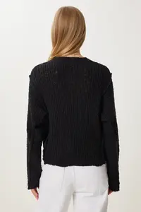 Happiness İstanbul Women Black textured Knitwear Sweater - Image 6