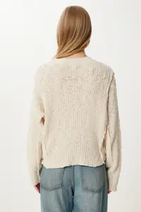 Happiness İstanbul Women Cream textured Knitwear Sweater - Image 7