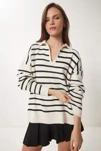Happiness İstanbul Women Polo Shirt Collar Knitwear Sweater - Image 2