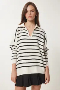 Happiness İstanbul Women Polo Shirt Collar Knitwear Sweater - Image 3