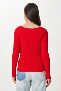 Happiness İstanbul Women's Red Heart Collar Ribbed Knitwear Sweater - Image 5