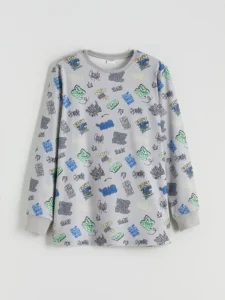 LC Waikiki Gray LCW KidsBisiklet Collar Men Kids Pajama Set - Image 2