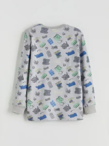 LC Waikiki Gray LCW KidsBisiklet Collar Men Kids Pajama Set - Image 4