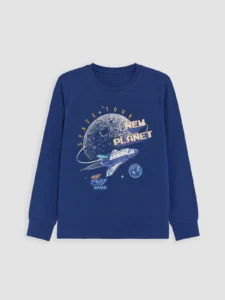 LC Waikiki Navy Blue LCW KidsBisiklet Collar Printed Boys' Pajamas Set - Image 3
