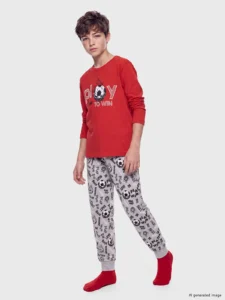 LC Waikiki Red LCW KidsPrinted Boys' Pajamas Set