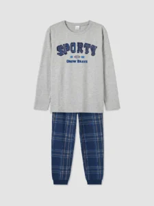 LC Waikiki Gray LCW KidsBisiklet Collar Boys' Pajamas Set - Image 2