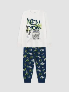 LC Waikiki Ecru LCW KidsNew York Printed Boys' Pajamas Set - Image 2