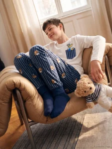LC Waikiki Ecru LCW KidsBisiklet Collar Men Kids Pajama Set