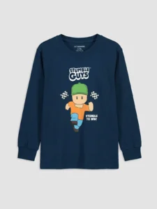 LC Waikiki Navy Blue LCW KidsStumble Guys Printed Men Kids Pajama Set - Image 2