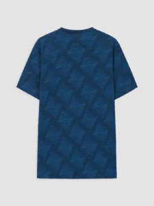 LC Waikiki Navy Blue LCW KidsPrinted Crew Neck Boys' OF shorts Pajama Set - Image 4