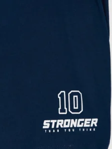LC Waikiki Navy Blue LCW KidsPrinted Crew Neck Boys' OF shorts Pajama Set - Image 8