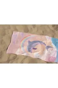 Erays Home Dolphin Patterned Girls' Beach Bath Towel - Image 3