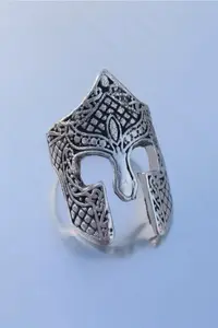 The Collection Gladiator Silver Plated Adjustable Ring with Motif - Image 2