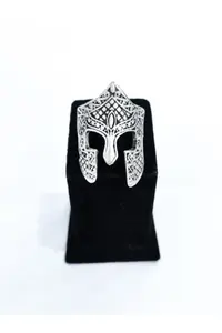 The Collection Gladiator Silver Plated Adjustable Ring with Motif - Image 3
