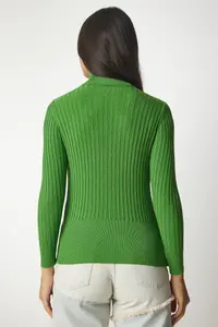 Happiness İstanbul Women's Light Green Turtleneck Ribbed Basic Sweater - Image 5