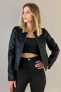Jaglion New Season Plain Leather Jacket