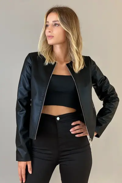 Jaglion New Season Plain Leather Jacket