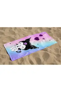 Erays Home Kuromi Patterned Digital Printed Beach Bath Towel Girl's Beach Towel Beach Towel - Image 2