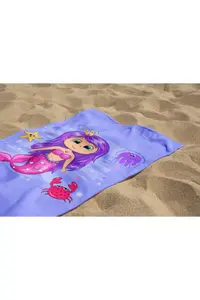 Erays Home Princess Mermaid Girl's Patterned Printed Beach Towel Girl's Beach Towel Beach Towel - Image 2