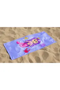 Erays Home Princess Mermaid Girl's Patterned Printed Beach Towel Girl's Beach Towel Beach Towel - Image 3