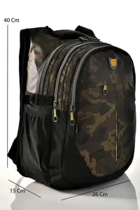 Relaxion Camo Patterned School Backpack Gold Size 40x26cm - Image 2