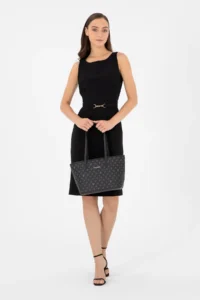 Pierre Cardin Black Monogram Shoulder Bag