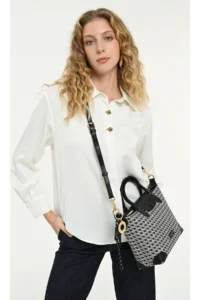 Pierre Cardin Limited Edition Black Digital Monogram Women's Shoulder Bag