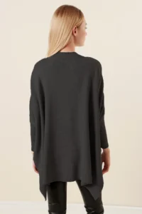 Bigdart 15783 slit Poncho Sweater - Anthracite - Image 2