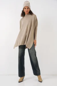 Bigdart 15783 slit Poncho Sweater - A.Beige - Image 2