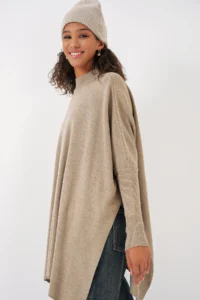 Bigdart 15783 slit Poncho Sweater - A.Beige - Image 3