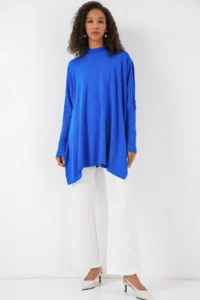 Bigdart 15783 slit Poncho Sweater - A.Saks BLUE BLUE - Image 2
