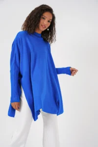 Bigdart 15783 slit Poncho Sweater - A.Saks BLUE BLUE - Image 3
