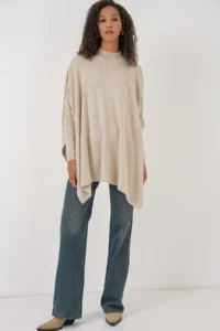 Bigdart 15783 slit Poncho Sweater - Beige - Image 2