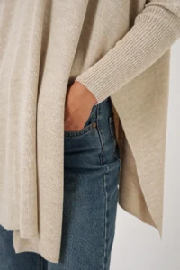 Bigdart 15783 slit Poncho Sweater - Beige - Image 6