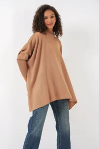 Bigdart 15783 slit Poncho Sweater - Biscuit - Image 2