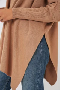 Bigdart 15783 slit Poncho Sweater - Biscuit - Image 4