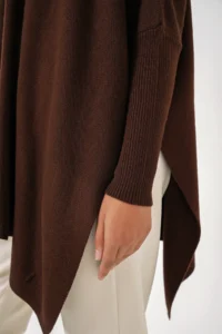 Bigdart 15783 slit Poncho Sweater - Brown - Image 4