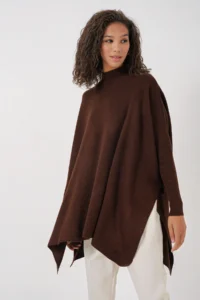 Bigdart 15783 slit Poncho Sweater - Brown - Image 5