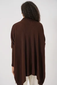 Bigdart 15783 slit Poncho Sweater - Brown - Image 7