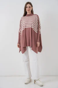Bigdart 15783 slit Poncho Sweater - D.Dried ROSE - Image 2