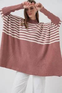 Bigdart 15783 slit Poncho Sweater - D.Dried ROSE - Image 3