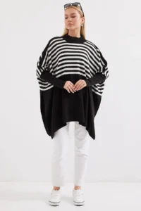 Bigdart 15783 slit Poncho Sweater - F. Black - Image 2