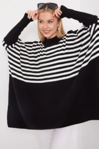 Bigdart 15783 slit Poncho Sweater - F. Black - Image 4