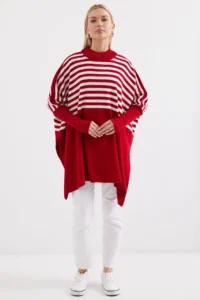 Bigdart 15783 slit Poncho Sweater - F.Burgundy - Image 3