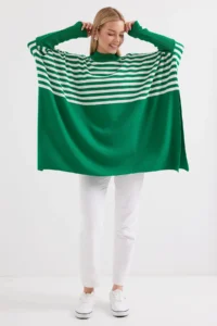 Bigdart 15783 slit Poncho Sweater - F. Green - Image 3
